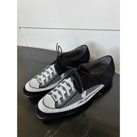 Donald‎ J Pliner Glass Beaded Black and White Made in Italy Shoes Size 8 M main image 4